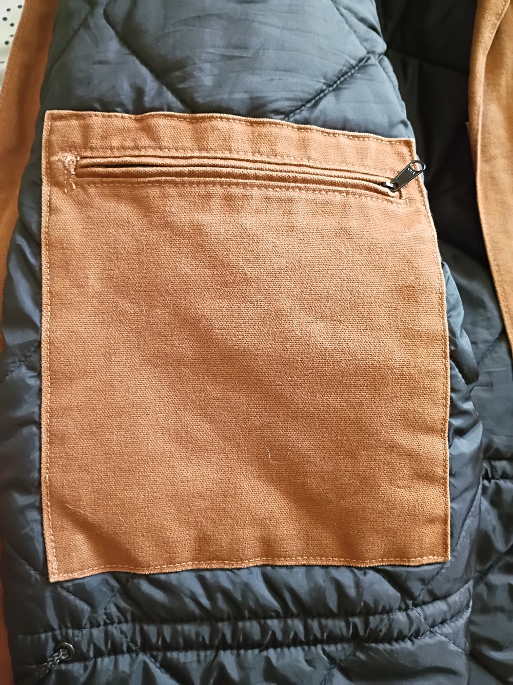 Carhartt Brown Work Duck Jacket with Black Corduroy Collar (Loose Fit) - Picture 4 of 7